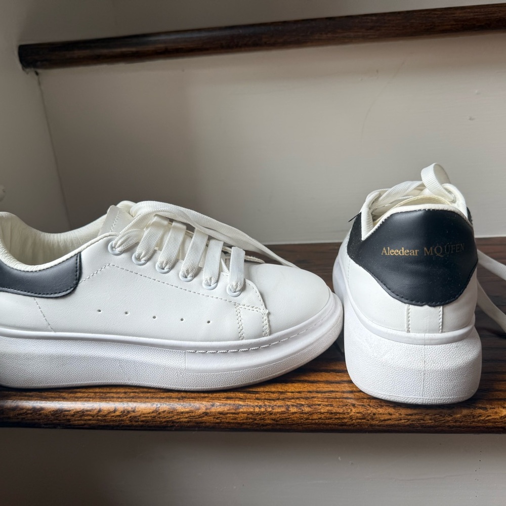 White and Black Platform Sneakers